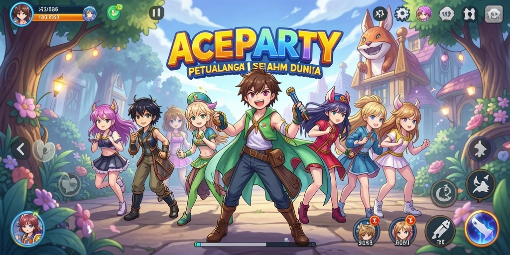 Screenshot ACEPARTY menampilkan aksi seru dalam dunia Anime yang penuh warna.