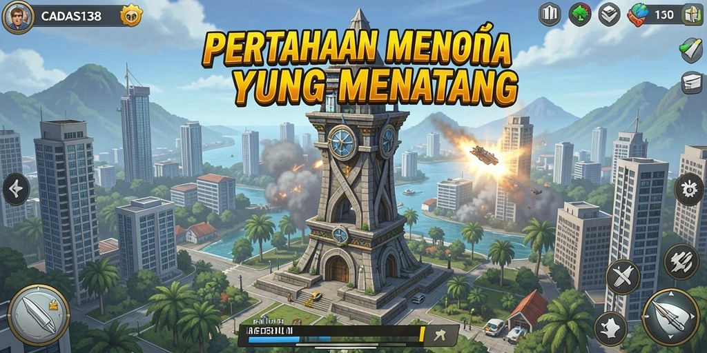 Tampilan gameplay menyenangkan di CADAS138 saat bertahan dari serangan musuh.