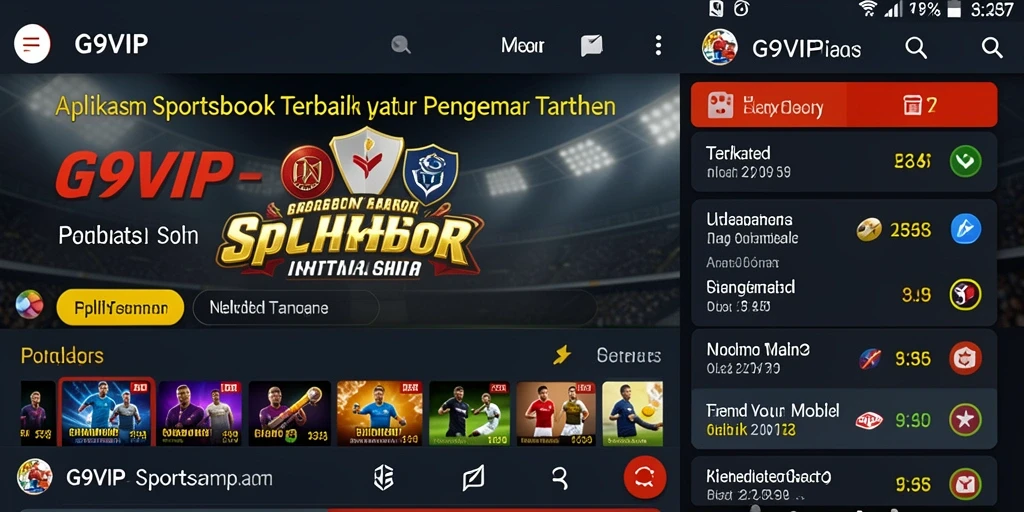 Tampilan antarmuka G9VIP yang modern dan menarik untuk taruhan olahraga.