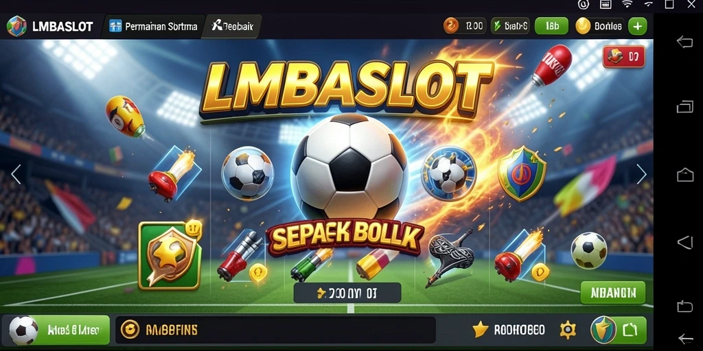 Screenshot gameplay LMBASLOT menampilkan keseruan bermain sepak bola.