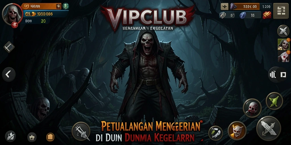 Tampilan gameplay menegangkan di dunia kegelapan yang mencekam.